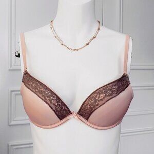New- AERIE Peach with Taupe "EMMA" Bra- Padded- 34A